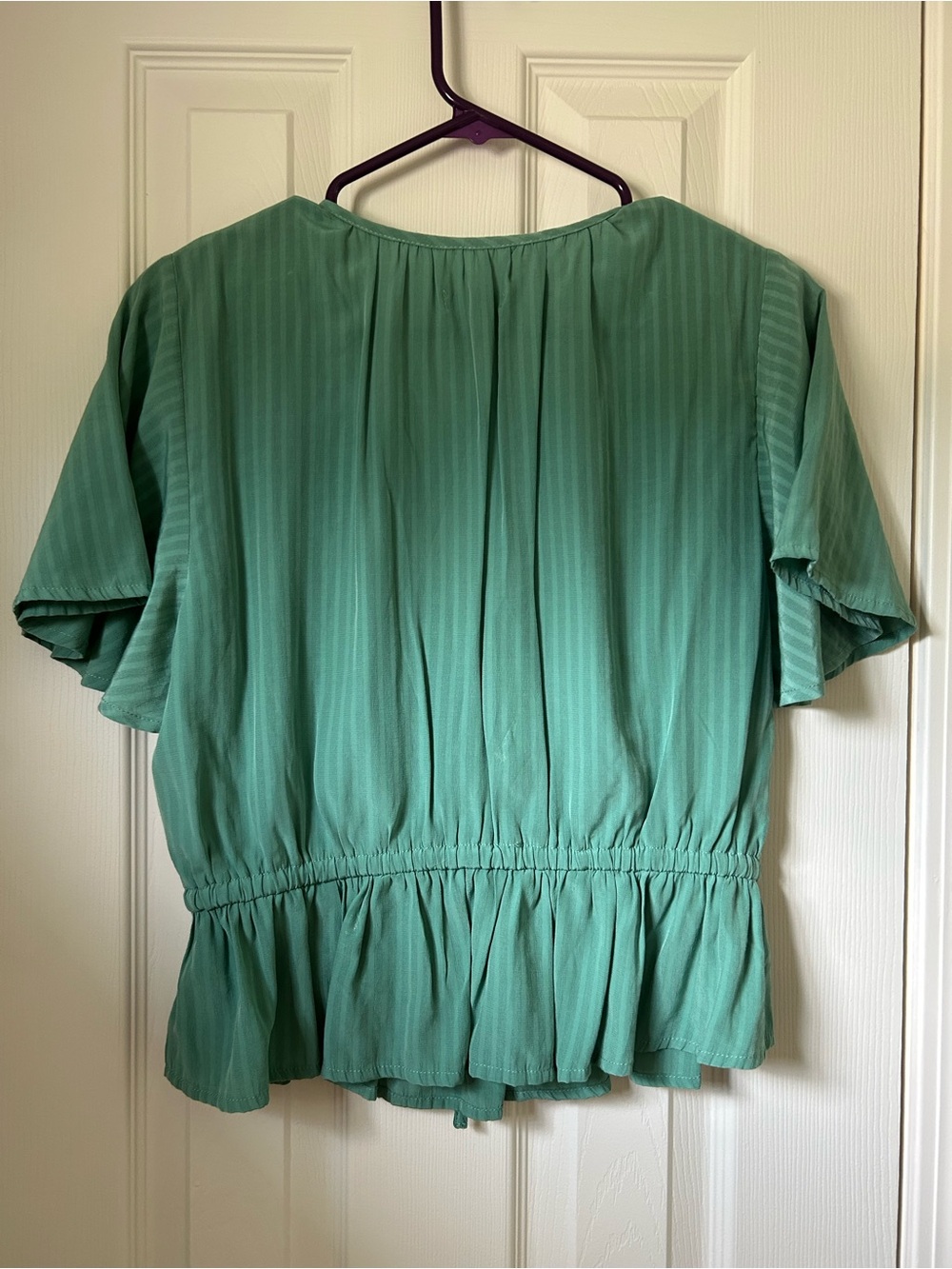 Lost + Wander Teal Scoop Neck Tie-Waist Peplum Top - Picture 3 of 3
